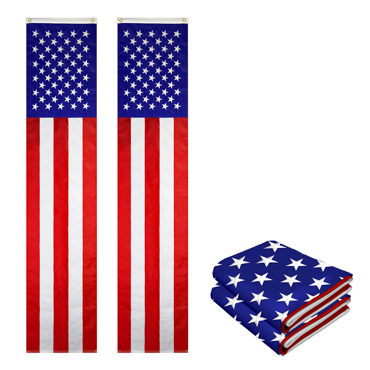 G128 2Pack American USA Pull Down Bunting Flag 1.67x8 Ft Embroid
