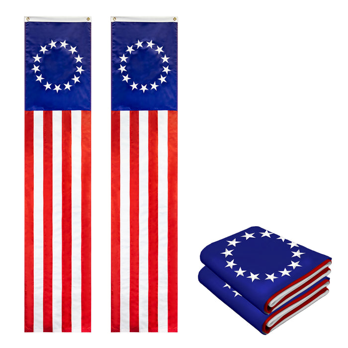 G128 2-Pack: Betsy Ross Pull Down Bunting Flag | 1.67x8 Ft | Embroidered Polyester