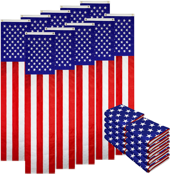 G128 10-Pack: American USA Pull Down Bunting Flag | 1.67x8 Ft | Embroidered Polyester