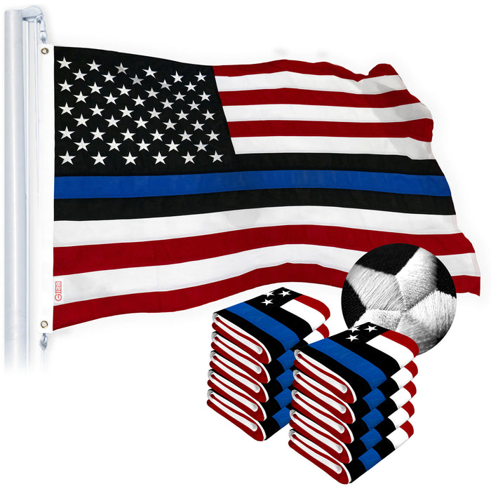 G128 Blue Lives Matter Flag 2.5x4 FT 10-Pack Police Flag Embroidered Spun Polyester