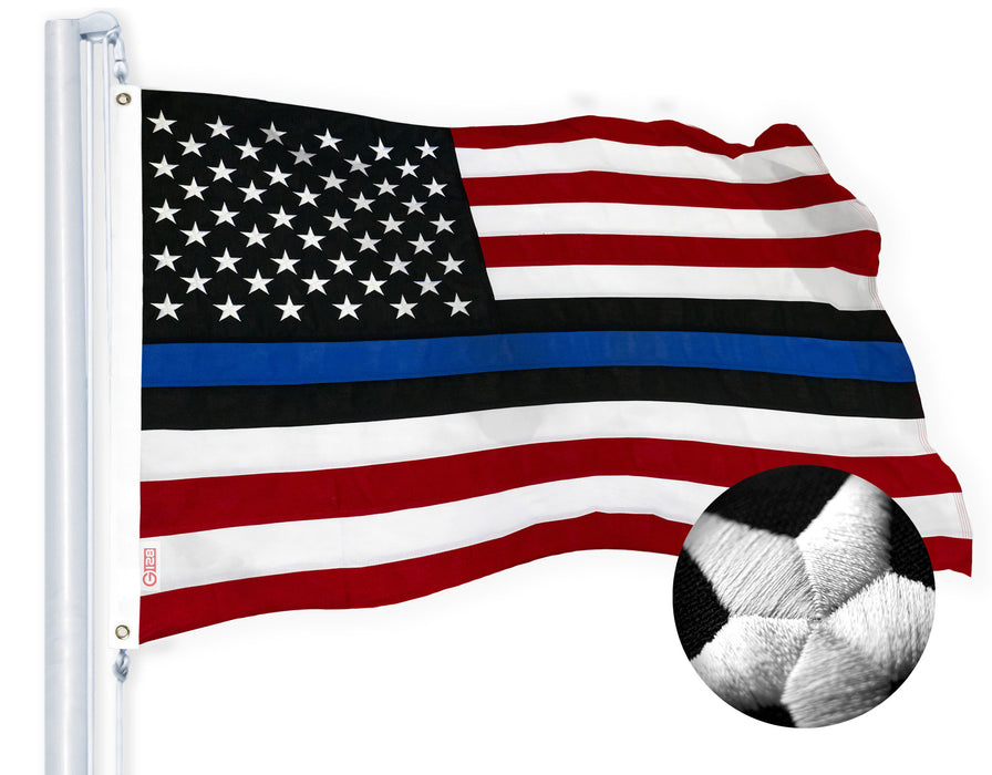 G128 Combo Pack: American USA Flag 3x5 Ft & Blue Lives Matter Flag 3x5 Ft | Both StormFlyer Series Embroidered 220GSM Spun Polyester, Brass Grommets