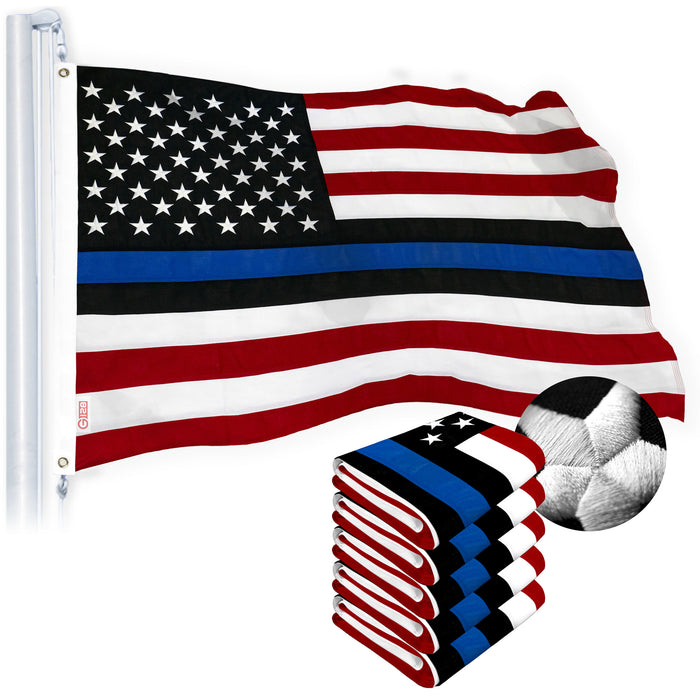 G128 Blue Lives Matter Flag 2x3 FT 5-Pack Police Flag Embroidered Spun Polyester
