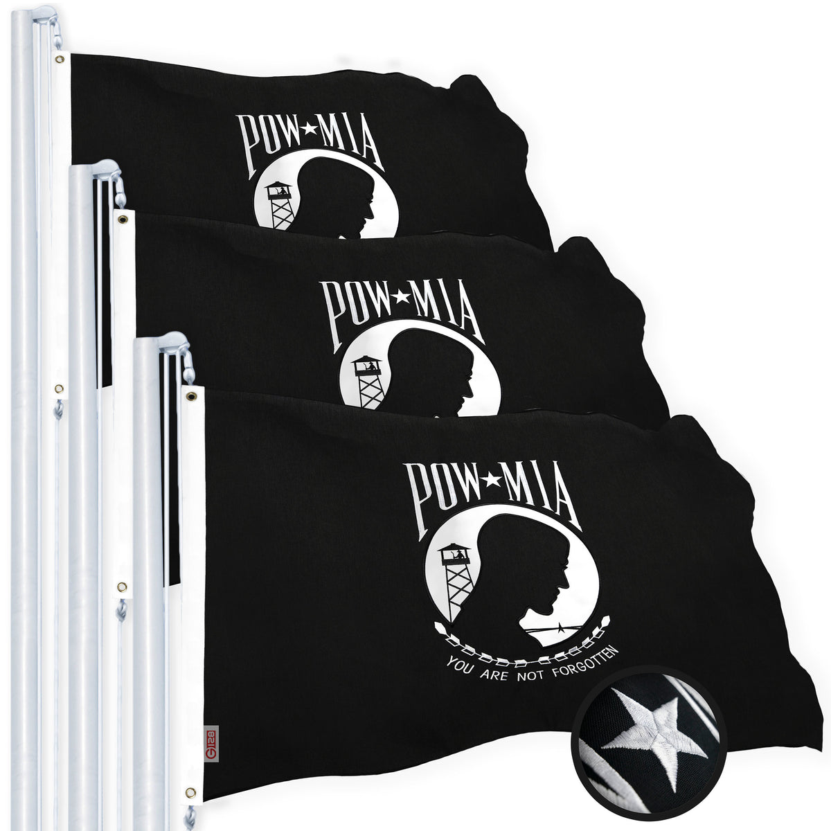 Bandiera POW-MIA 4x6 Ft - Prigionieri Di Guerra, Poliestere Super Dye, Occhielli