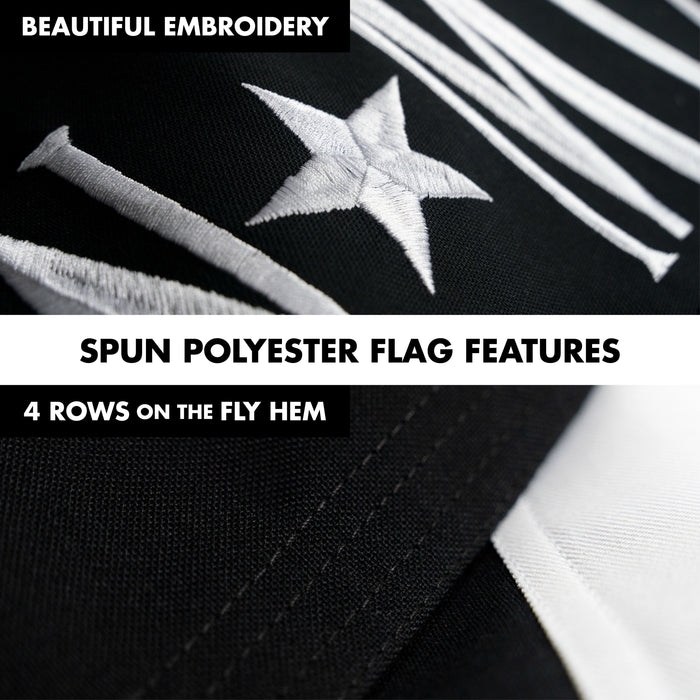 G128 Flag Pole 5 FT White Tangle Free & POW MIA Flag Emb 2x3 FT Combo Embroidered Spun Polyester