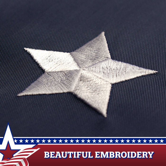 G128 - 5 Pack: USA Pleated Fan Flag 1.5x3FT Star Center Embroidered Polyester Stars and Stripes