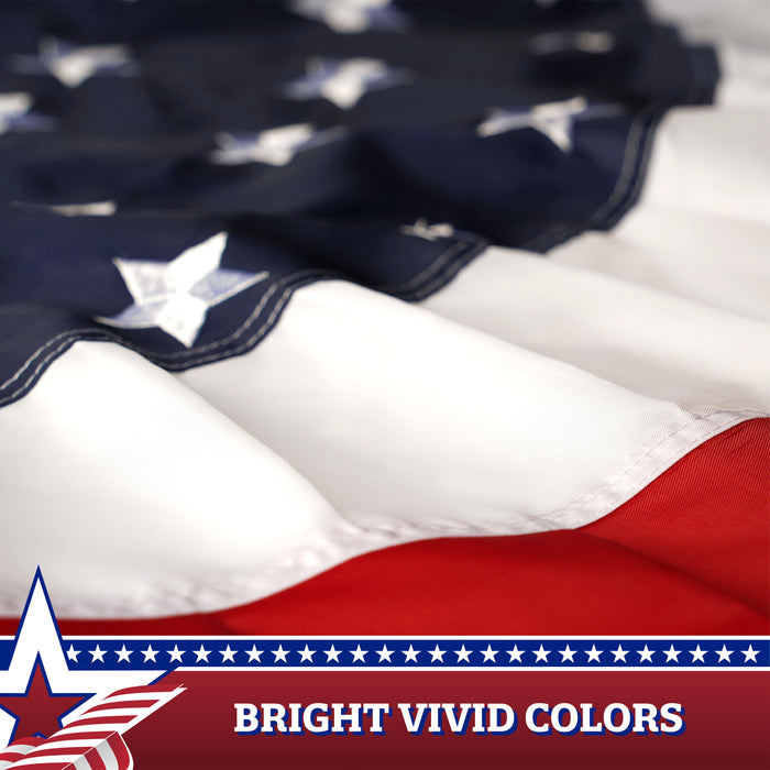 G128 - 10 Pack: USA Pleated Fan Flag 1.5x3FT Star Center Embroidered Polyester Stars and Stripes