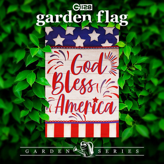 G128 Garden Flag God Bless America USA Flag Accent | 12x18 Inch | Printed Blockout Polyester - Patriotic Decoration