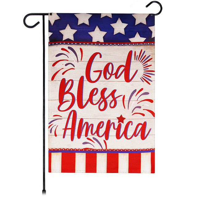 G128 Garden Flag God Bless America USA Flag Accent | 12x18 Inch | Printed Blockout Polyester - Patriotic Decoration