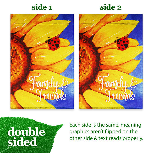 G128 Garden Flag Family & Friends Sunflowers | 12x18 Inch | Printed Blockout Polyester - Summer Everyday Decoration