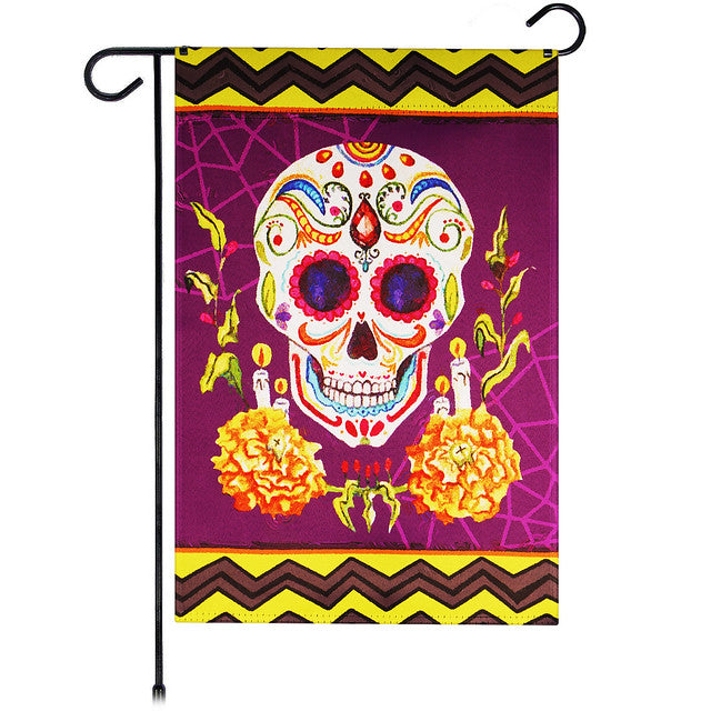G128 Garden Flag Day of the Dead Decoration Sugar Skull | 12x18 Inch | Printed Blockout Polyester