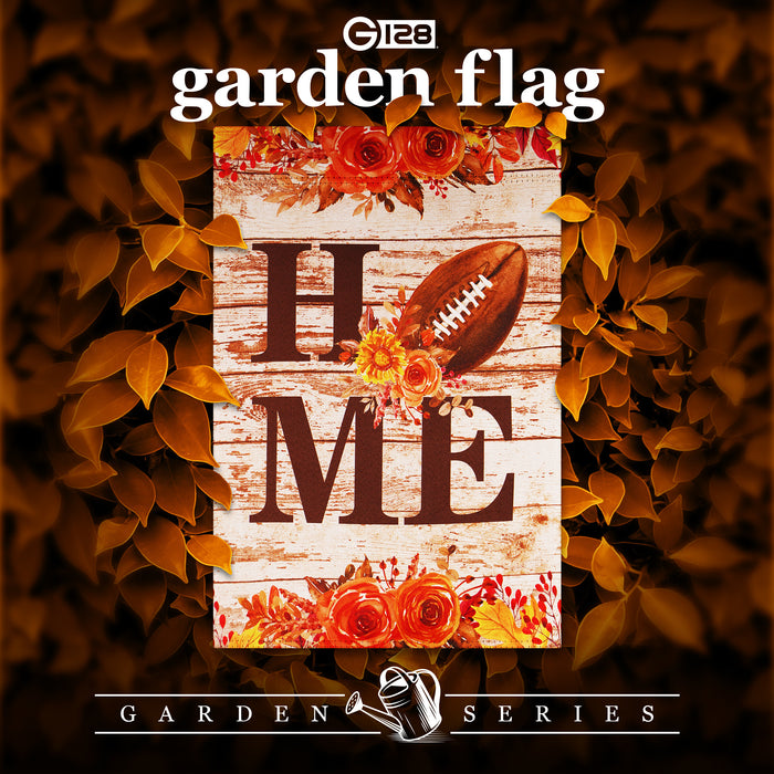 G128 Garden Flag Home Football on Rustic Wood | 12x18 Inch | Printed Blockout Polyester - Fall Decoration