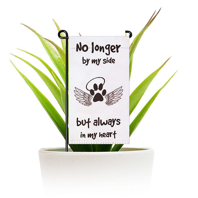 G128 Garden Flag No Longer by My Side but Always in My Heart Angelic Pawprint Pet Memorial | 4x8 Inch | Printed Blockout Polyester