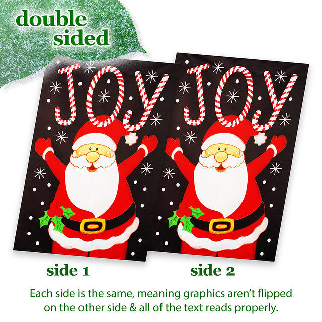 G128 House Flag Joyful Santa | 28x40 Inch | Printed Blockout Polyester - Christmas Decoration