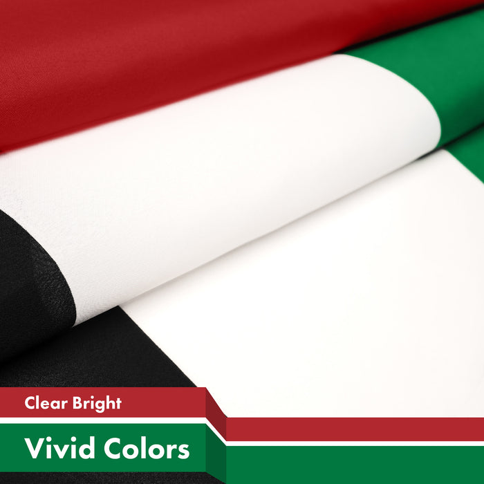 G128 Combo Pack: American USA Flag 3x5 Ft & United Arab Emirates Emirati Flag 3x5 Ft, Both Printed 150D Polyester, Indoor/Outdoor, Brass Grommets