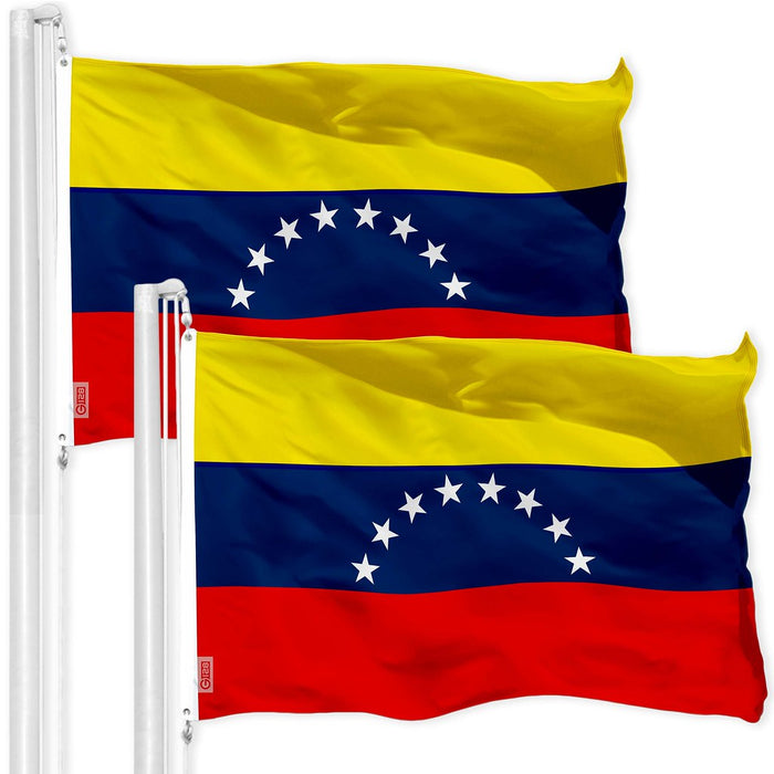 G128 2 Pack: Venezuela Venezuelan Flag | 3x5 Ft | Printed 150D Polyester - Indoor/Outdoor, Vibrant Colors, Brass Grommets, Quality Polyester, Much Thicker More Durable Than 100D 75D Polyester