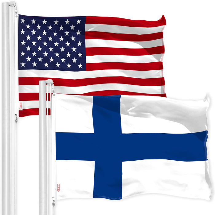 USA American Flag & Finland Finnish Flag 3x5 Ft Printed 150D Polyester