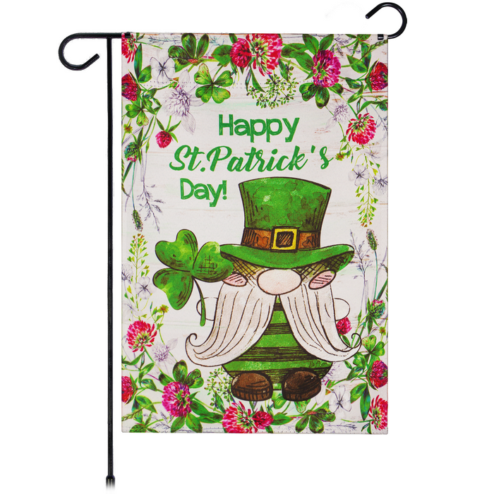 G128 Garden Flag Happy St. Patrick's Day Leprechaun Gnome 12"x18" Blockout Fabric