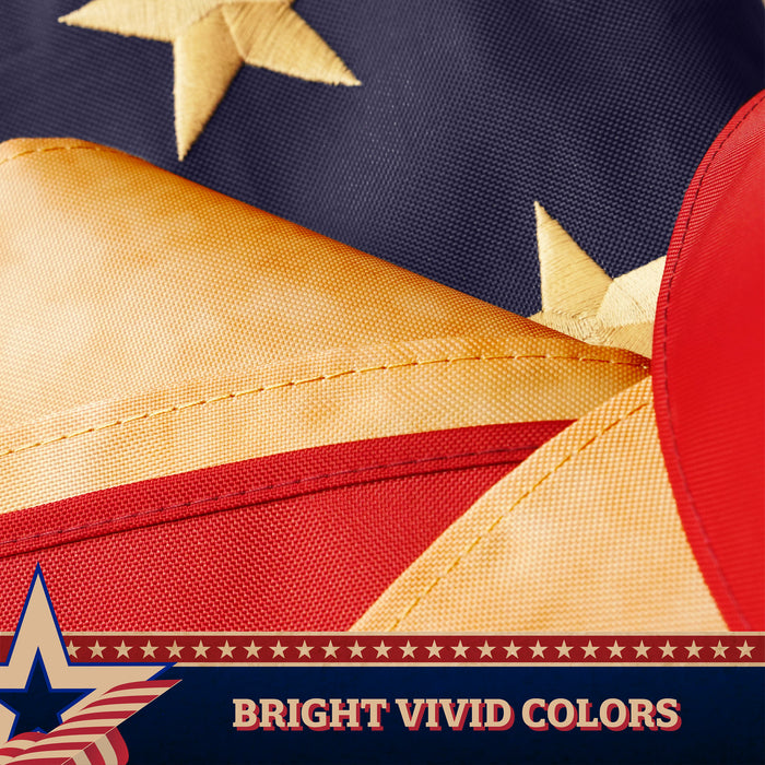 G128 2 Pack: American USA Tea-Stained Windsock | 60 Inch | Embroidered 420D Polyester | Patriotic Decor, Embroidered Design, Indoor/Outdoor, Brass Grommets