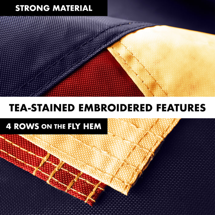 G128 Combo Pack: 5 Ft Tangle Free Aluminum Spinning Flagpole (White) & Texas Tea-Stained Flag 2.5x4 Ft, ToughWeave Pro Series Embroidered 420D Polyester | Pole with Flag Included