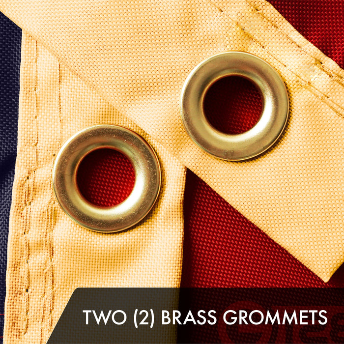 G128 Combo Pack: American USA Tea-Stained Flag 2x3 Ft & 1776 Tea-Stained Flag 2x3 Ft | Both ToughWeave Pro Series Embroidered 420D Polyester, Embroidered Design, Indoor/Outdoor, Brass Grommets