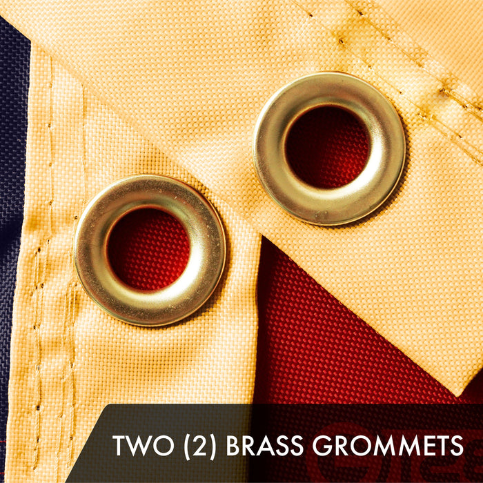 G128 Combo Pack: American USA Tea-Stained Flag 2.5x4 Ft & Bennington 76 Tea-Stained Flag 2.5x4 Ft | Both ToughWeave Pro Series Embroidered 420D Polyester, Embroidered Design, Brass Grommets