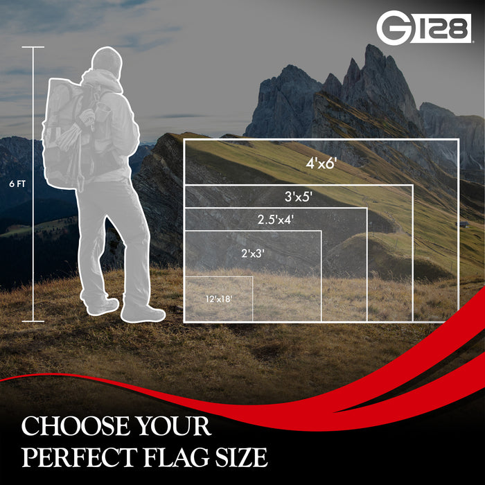 G128 2 Pack: Christian Flag | 1x1.5 Ft | StormFlyer Series Embroidered 220GSM Spun Polyester | Religious Flag, Embroidered Design, Indoor/Outdoor, Brass Grommets, Heavy Duty, All Weather