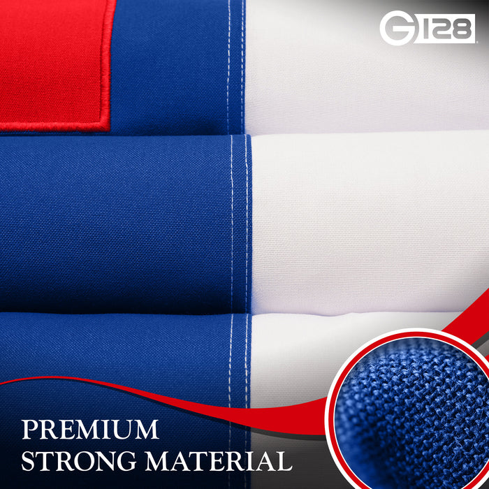 G128 Combo Pack: American USA Flag 5x8 Ft & Christian Flag 5x8 Ft, Both Embroidered SPUN Polyester, Indoor/Outdoor, Brass Grommets