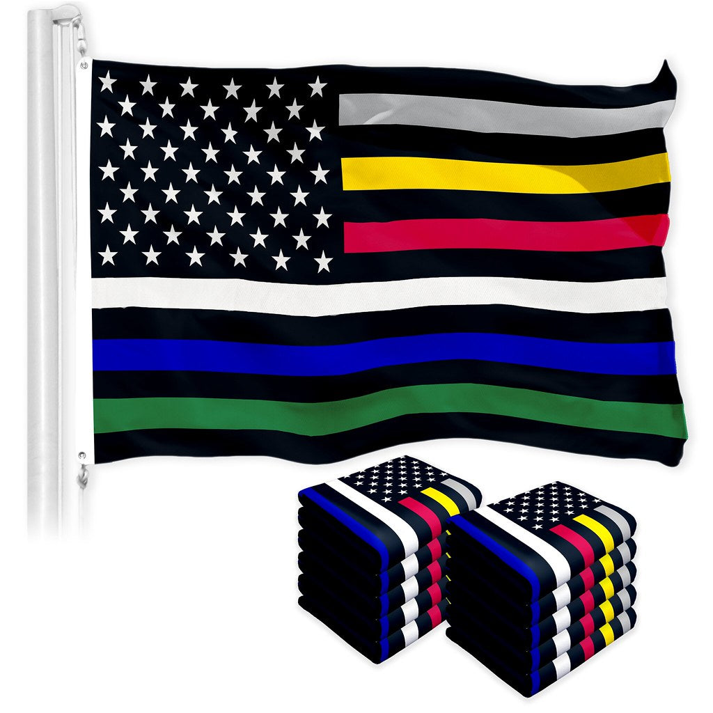 G128 10 Pack: Thin Line Civil Services Flag | 3x5 Ft | LiteWeave