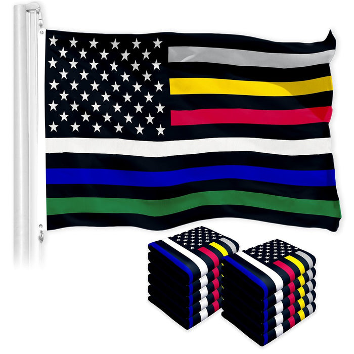 G128 10 Pack: Thin Line Civil Services Flag | 3x5 Ft | LiteWeave Pro Series Printed 150D Polyester | Duty and Honor Flag, Vibrant Colors, Brass Grommets, Thicker and More Durable Than 100D 75D Poly