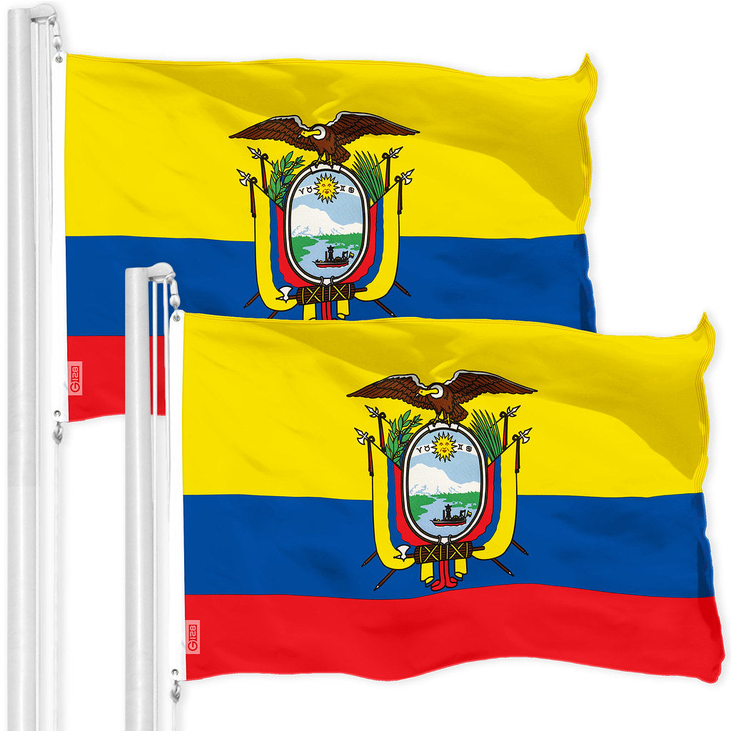 G128 2 Pack: Ecuador Ecuadorian Flag | 3x5 Ft | LiteWeave Pro