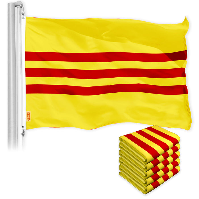 G128 5 Pack: South Vietnam South Vietnamese Flag | 3x5 Ft | LiteWeave Pro Series Printed 150D Polyester | Historical Flag, Vibrant Colors, Brass Grommets, Thicker and More Durable Than 100D 75D Poly