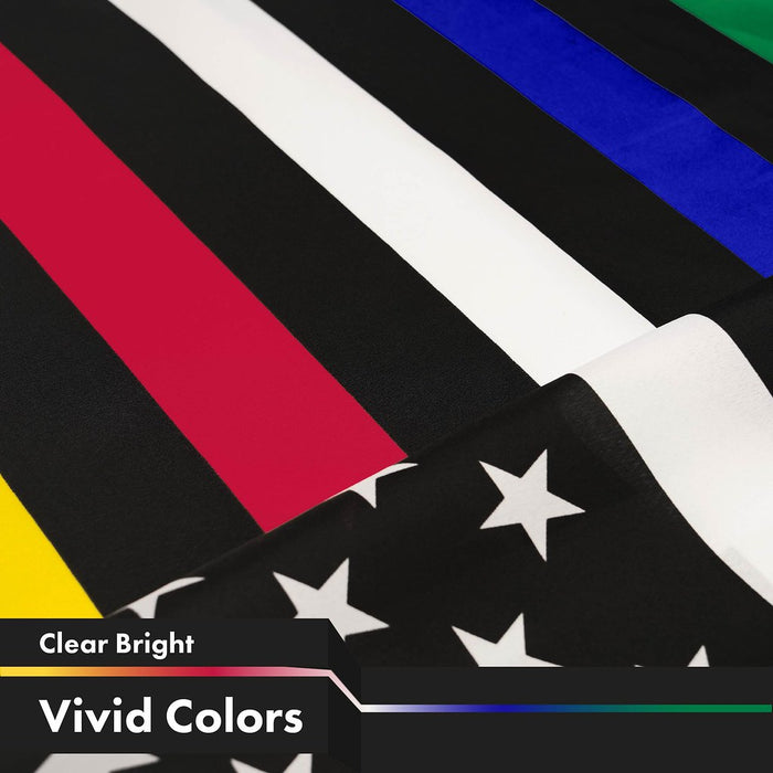 G128 Thin Line Civil Services Flag | 3x5 Ft | Printed 150D Polyester - Gray, Yellow, Red, White, Blue, Green Line, Indoor/Outdoor, Vibrant Colors, Brass Grommets, Quality Polyester, Much Thicker More Durable Than 100D 75D Polyester