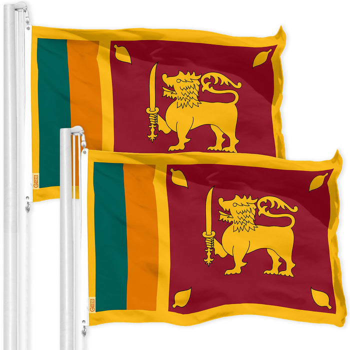 G128 2 Pack: Sri Lanka Sri Lankan Flag | 3x5 Ft | LiteWeave Pro Series Printed 150D Polyester | Country Flag, Vibrant Colors, Brass Grommets, Thicker and More Durable Than 100D 75D Polyester