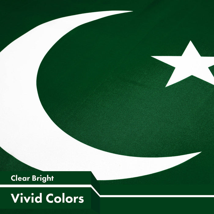 G128 10 Pack: Pakistan Pakistani Flag | 3x5 Ft | LiteWeave Pro Series Printed 150D Polyester | Country Flag, Indoor/Outdoor, Vibrant Colors, Brass Grommets, Thicker and More Durable Than 100D 75D Poly