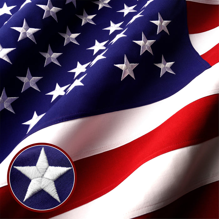 G128 Combo Pack: American USA Flag 2.5x4 Ft & Alaska Flag 2.5x4 Ft, Both Embroidered SPUN Polyester, Indoor/Outdoor, Brass Grommets