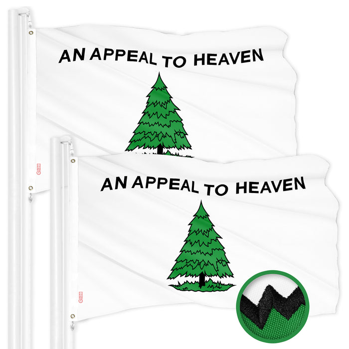 G128 2 Pack: An Appeal to Heaven Flag | 3x5 Ft | ToughWeave Series Embroidered 300D Polyester | Historical Flag, Embroidered Design, Indoor/Outdoor, Brass Grommets
