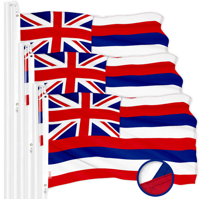 G128 3 Pack: Hawaii HI Hawaiian Flag | 3x5 Ft | ToughWeave Series Embroidered 300D Polyester | Embroidered Design, Indoor/Outdoor, Vibrant Colors, Brass Grommets