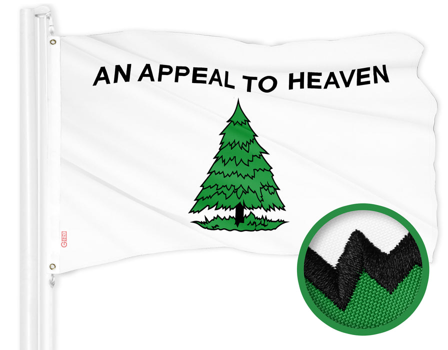 G128 Combo Pack: American USA Flag 3x5 Ft & An Appeal to Heaven Flag 3x5 Ft | Both ToughWeave Series Embroidered Polyester, Brass Grommets