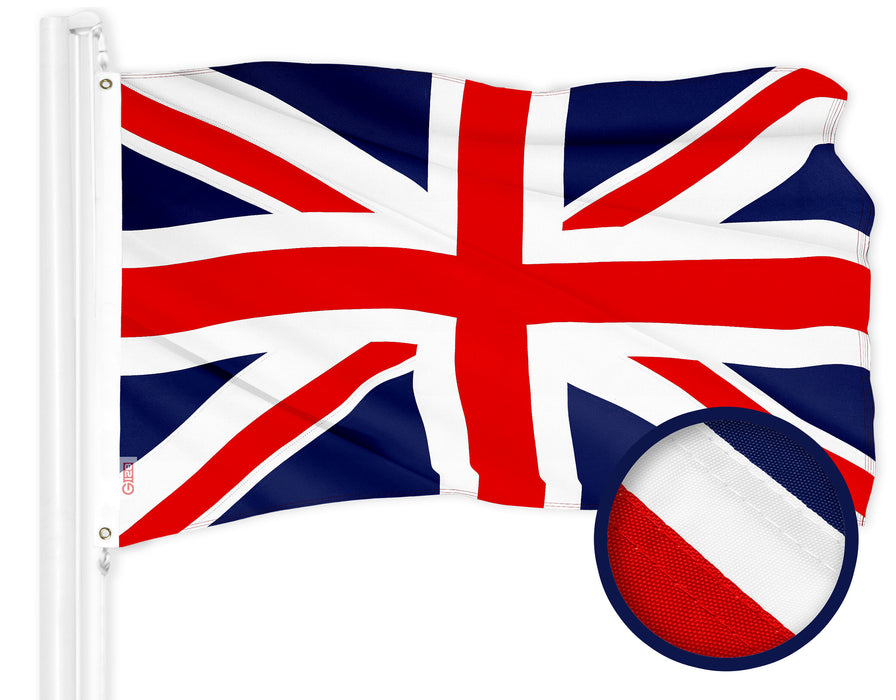 G128 UK United Kingdom Flag | 3x5 Ft | ToughWeave Series Stitched 300D Polyester | Country Flag, Sewn Together, Indoor/Outdoor, Brass Grommets