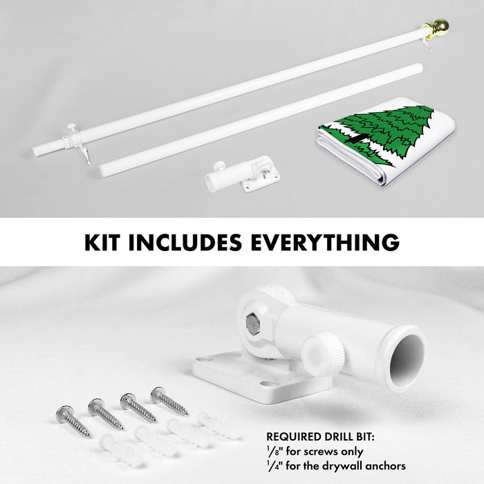 G128 Combo Pack: 6 Ft Tangle Free Aluminum Spinning Flagpole (White) & An Appeal to Heaven Flag 3x5 Ft, ToughWeave Series Embroidered 300D Polyester | Pole with Flag Included