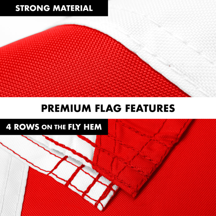 G128 Combo Pack: 6 Ft Tangle Free Aluminum Spinning Flagpole (White) & United Kingdom UK Flag 3x5 Ft, ToughWeave Series Embroidered 300D Polyester | Pole with Flag Included