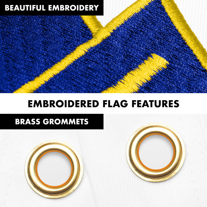 G128 Combo Pack: 6 Ft Tangle Free Aluminum Spinning Flagpole (Black) & Rhode Island No Golden Border  3x5 Ft, ToughWeave Series Embroidered 300D Polyester | Pole with Flag Included