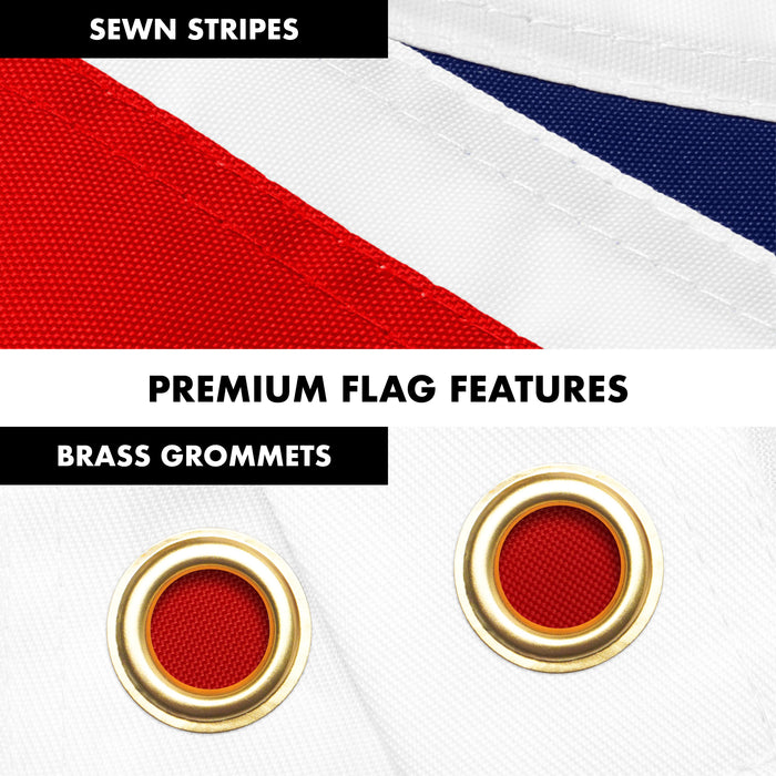 G128 Combo Pack: 6 Ft Tangle Free Aluminum Spinning Flagpole (Silver) & United Kingdom UK Flag 3x5 Ft, ToughWeave Series Embroidered 300D Polyester | Pole with Flag Included