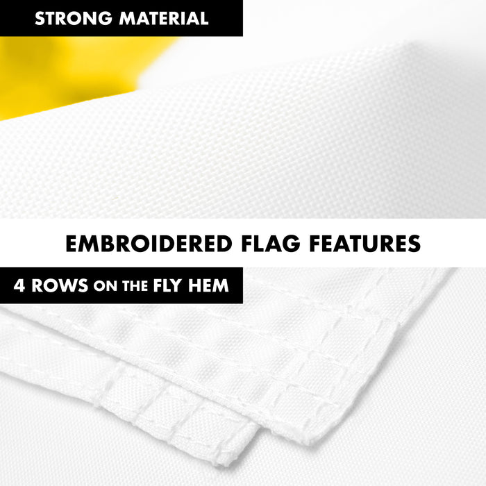 G128 Combo Pack: 6 Ft Tangle Free Aluminum Spinning Flagpole (Black) & Rhode Island No Golden Border  3x5 Ft, ToughWeave Series Embroidered 300D Polyester | Pole with Flag Included