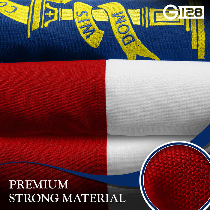 G128 10 Pack: Georgia GA State Flag | 1x1.5 Ft | StormFlyer Series Embroidered 220GSM Spun Polyester | Embroidered Design, Indoor/Outdoor, Brass Grommets, Heavy Duty, All Weather