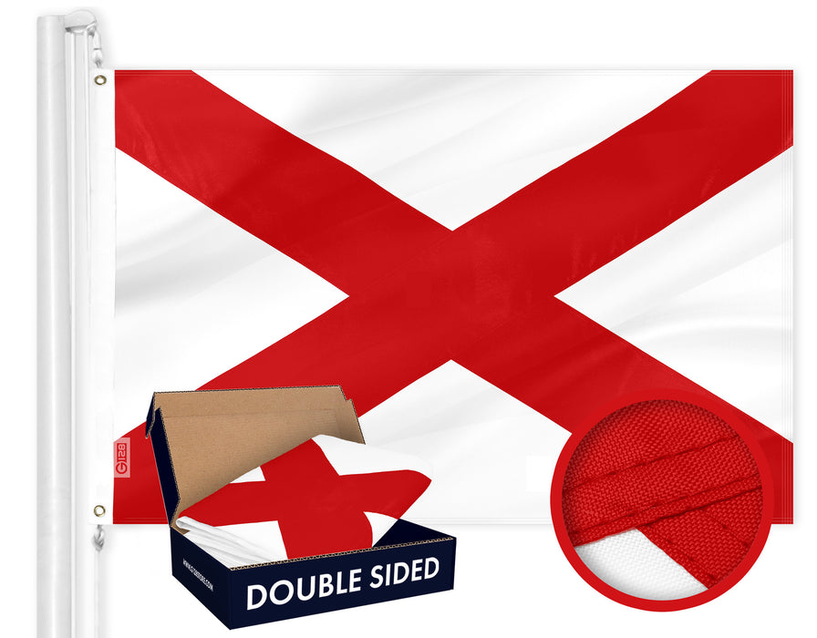G128 Combo Pack: American USA Flag ToughWeave Series 3x5 Ft Single Sided & Alabama AL  Double Sided 3x5 Ft Double ToughWeave Series | Both Embroidered Polyester, Brass Grommets
