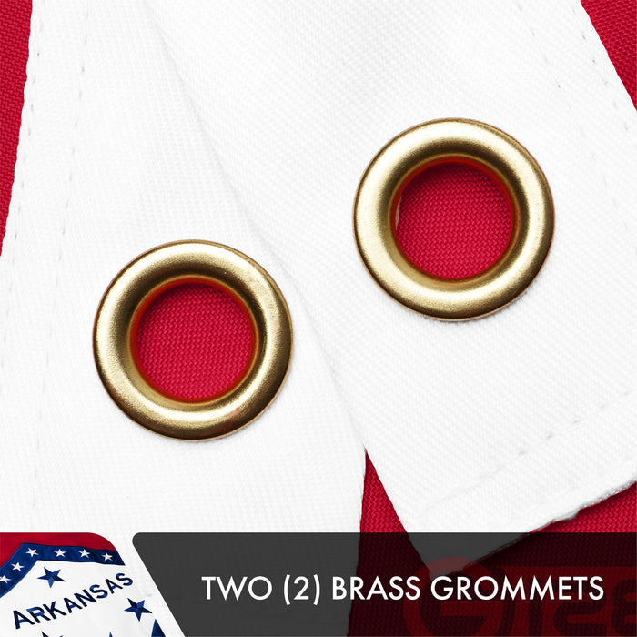 G128 Combo Pack: American USA Flag ToughWeave Series 3x5 Ft Single Sided & Arkansas AR  Double Sided 3x5 Ft Double ToughWeave Series | Both Embroidered Polyester, Brass Grommets