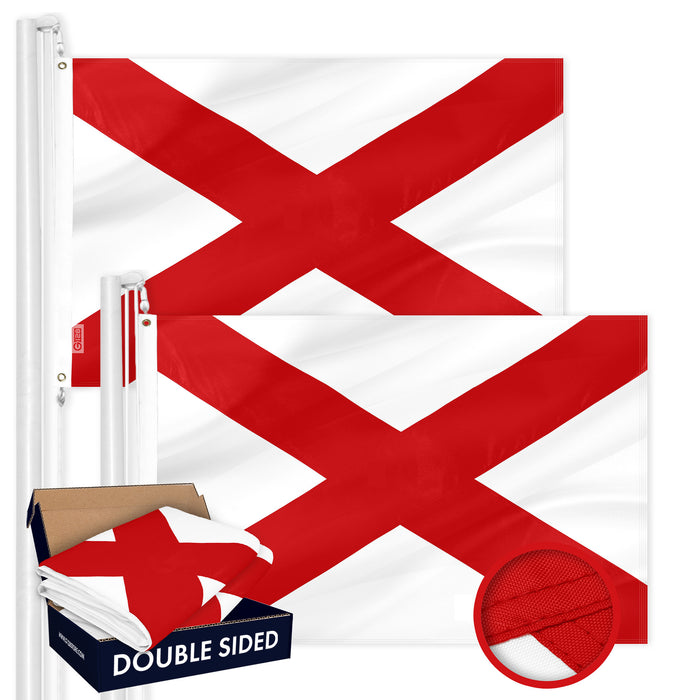 G128 2 Pack: Alabama AL  | 3x5 Ft | Double ToughWeave Series Double Sided Embroidered 210D Polyester | Embroidered Design, Indoor/Outdoor, Brass Grommets, Heavy Duty, 3-ply