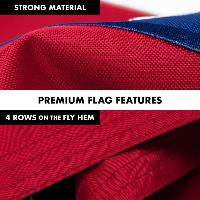 G128 Combo Pack: 6 Ft Tangle Free Aluminum Spinning Flagpole (White) & Arkansas AR  3x5 Ft, Double ToughWeave Series Double Sided Embroidered 210D Polyester | Pole with Flag Included