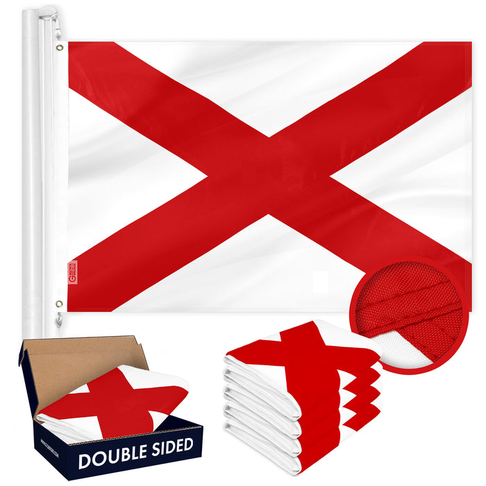 G128 5 Pack: Alabama AL  | 3x5 Ft | Double ToughWeave Series Double Sided Embroidered 210D Polyester | Embroidered Design, Indoor/Outdoor, Brass Grommets, Heavy Duty, 3-ply